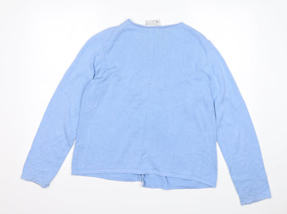 BHS Womens Blue Round Neck  Cotton Cardigan Jumper Size 18