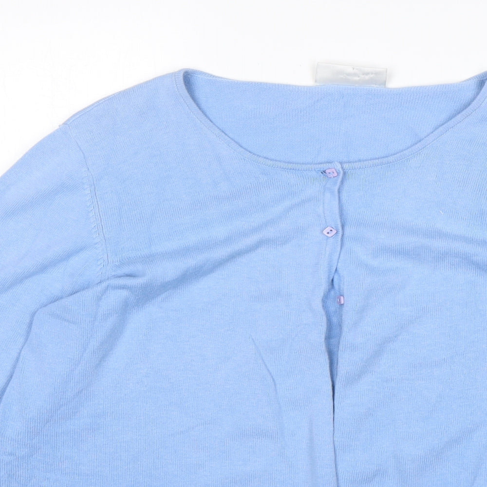 BHS Womens Blue Round Neck  Cotton Cardigan Jumper Size 18