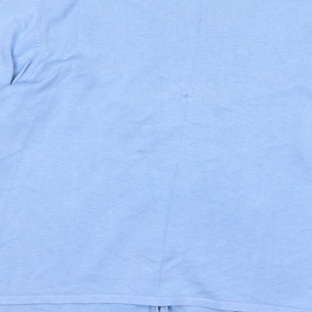 BHS Womens Blue Round Neck  Cotton Cardigan Jumper Size 18