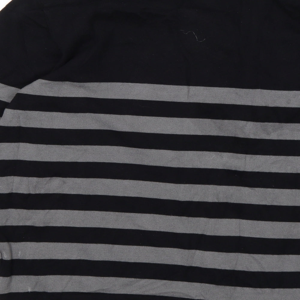 Across Womens Multicoloured V-Neck Striped Cotton Pullover Jumper Size L