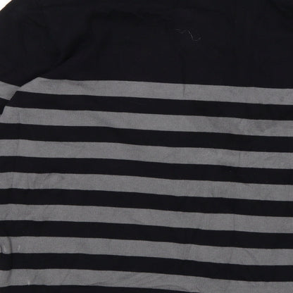 Across Womens Multicoloured V-Neck Striped Cotton Pullover Jumper Size L
