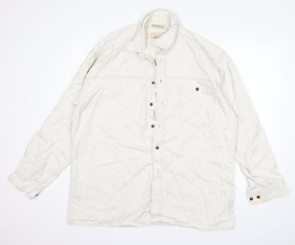 Mens UK Size XL Cavenline White  Button-Up Long Sleeve Casual Shirt