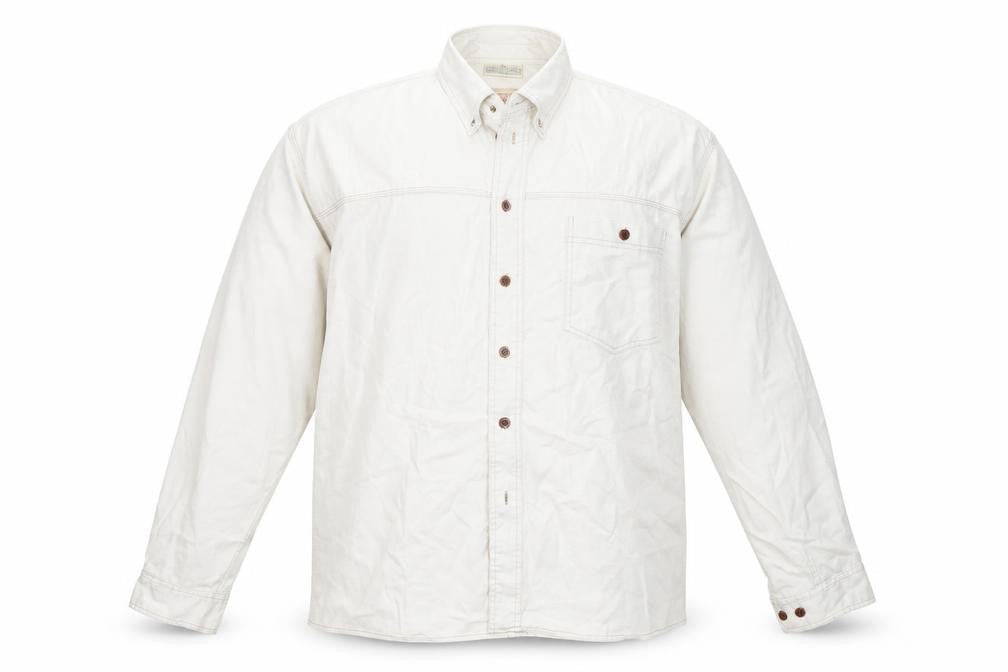 Front view of Cavenline men’s white button-up, size XL, collared