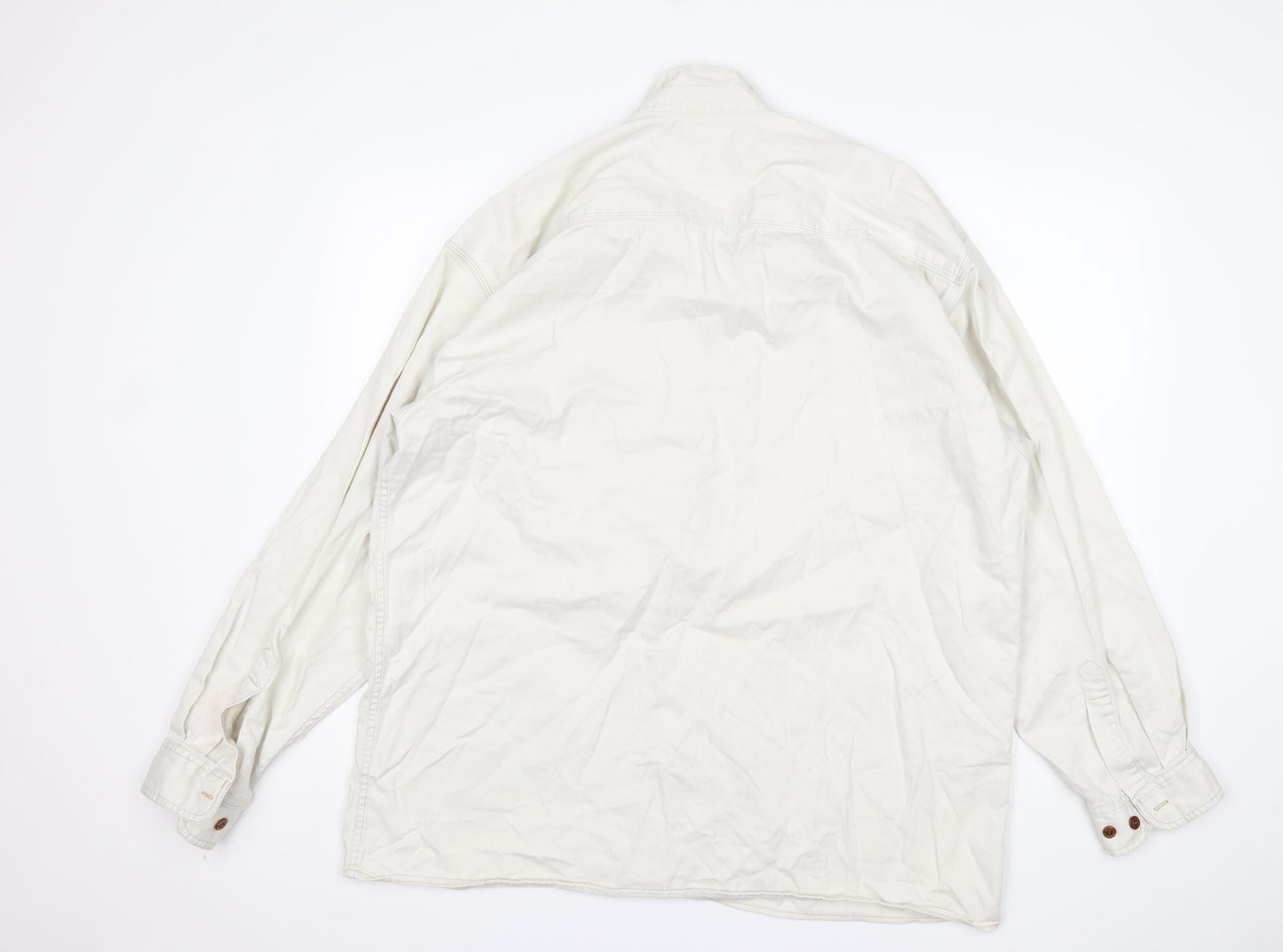 Mens UK Size XL Cavenline White  Button-Up Long Sleeve Casual Shirt