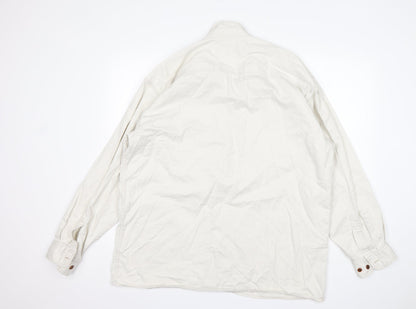Mens UK Size XL Cavenline White  Button-Up Long Sleeve Casual Shirt