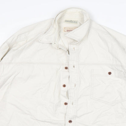 Mens UK Size XL Cavenline White  Button-Up Long Sleeve Casual Shirt