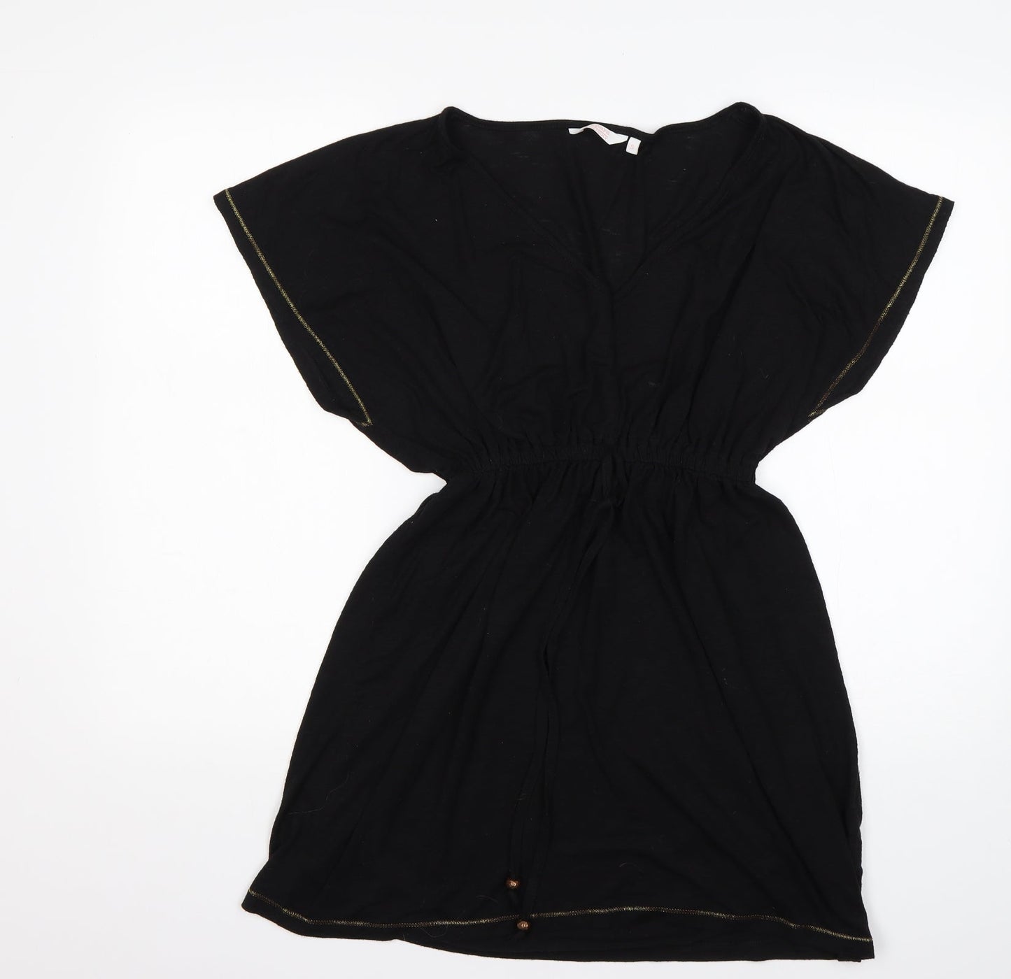 Papaya Womens Black  Polyester Fit & Flare  Size S  V-Neck
