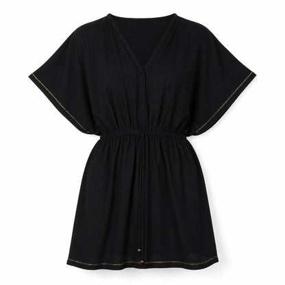 Papaya Womens Black  Polyester Fit & Flare  Size S  V-Neck