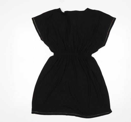 Papaya Womens Black  Polyester Fit & Flare  Size S  V-Neck