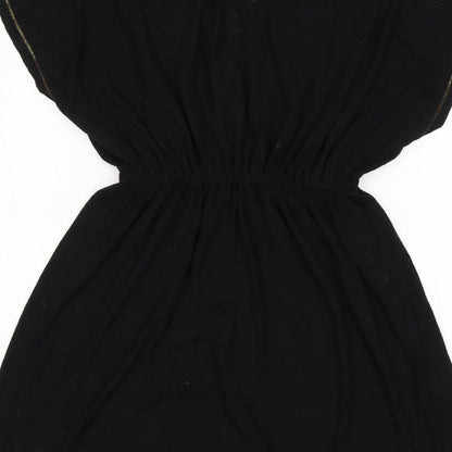 Papaya Womens Black  Polyester Fit & Flare  Size S  V-Neck