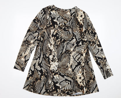 TU Womens Multicoloured Animal Print Viscose A-Line  Size 12  Round Neck