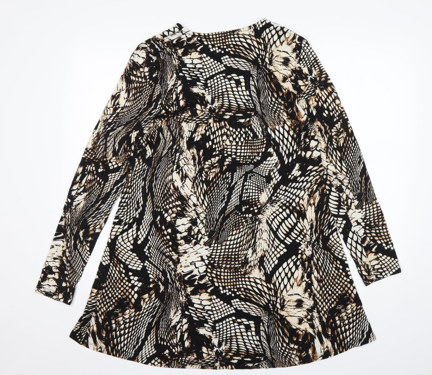 TU Womens Multicoloured Animal Print Viscose A-Line  Size 12  Round Neck