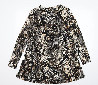 TU Womens Multicoloured Animal Print Viscose A-Line  Size 12  Round Neck