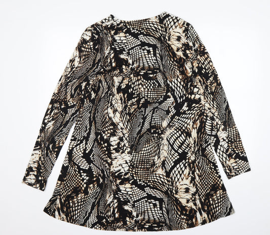 TU Womens Multicoloured Animal Print Viscose A-Line  Size 12  Round Neck