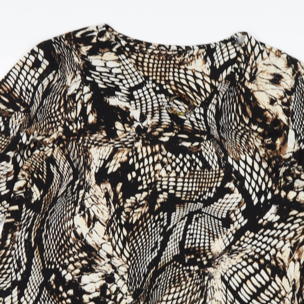 TU Womens Multicoloured Animal Print Viscose A-Line  Size 12  Round Neck