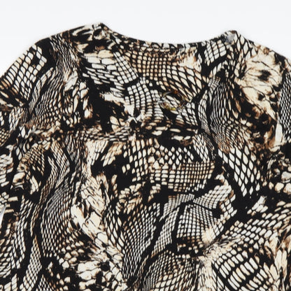 TU Womens Multicoloured Animal Print Viscose A-Line  Size 12  Round Neck