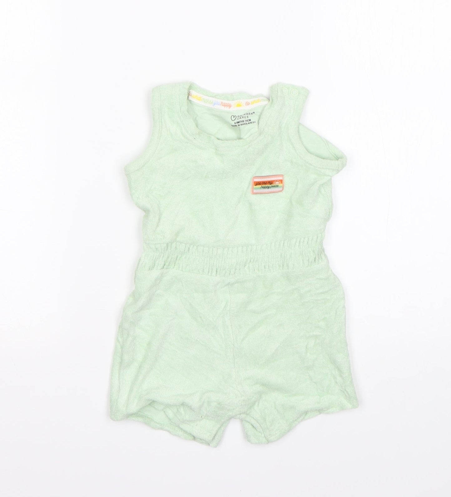 Primark Girls Green  Cotton Romper One-Piece Size 6-9 Months