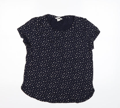 H&M Womens Multicoloured Polka Dot Cotton Top Pyjama Top Size S