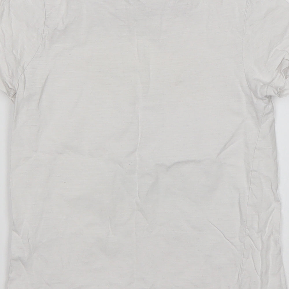 Matalan Girls White Animal Print Cotton Basic T-Shirt Size 7 Years Round Neck  - Unicorn