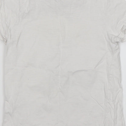 Matalan Girls White Animal Print Cotton Basic T-Shirt Size 7 Years Round Neck  - Unicorn