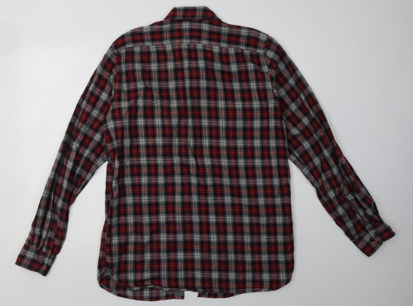 Gap Mens Red Check Cotton  Polo Size M Collared Button