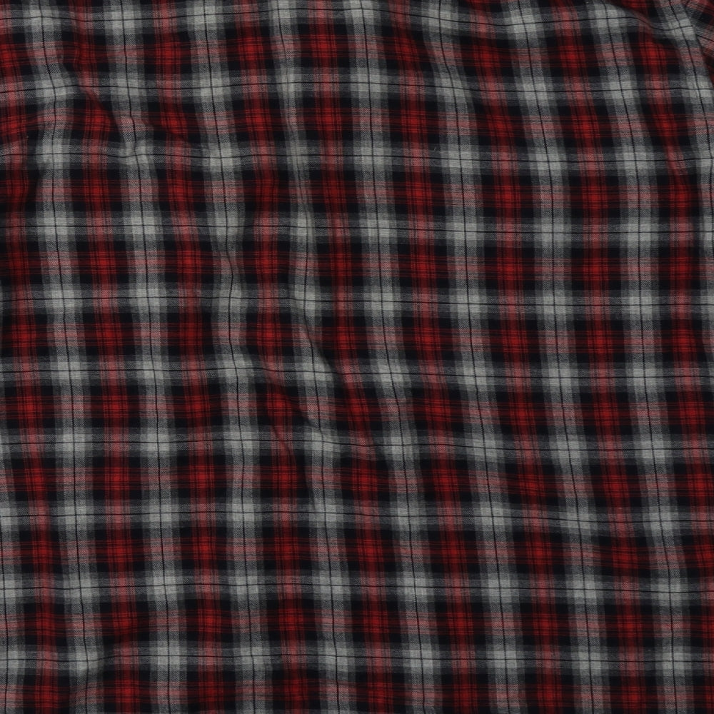 Gap Mens Red Check Cotton  Polo Size M Collared Button