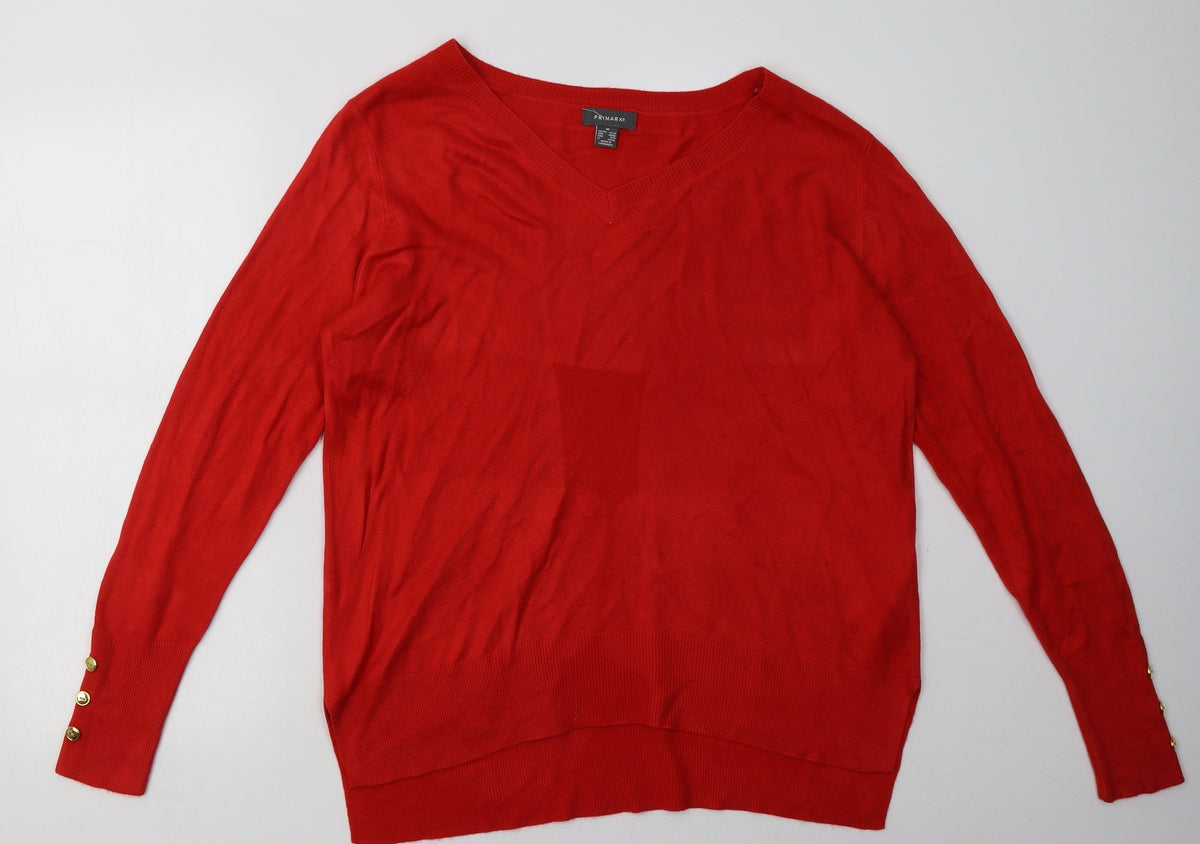 Additional front view of Primark women’s red acrylic pullover sweatshirt, size M, pullover