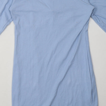 brave sould Womens Blue  Cotton Bodycon  Size L  V-Neck Pullover
