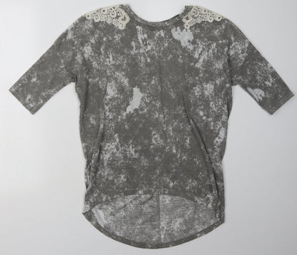 George Womens Grey Geometric Polyester Pullover Sweatshirt Size 10  Pullover