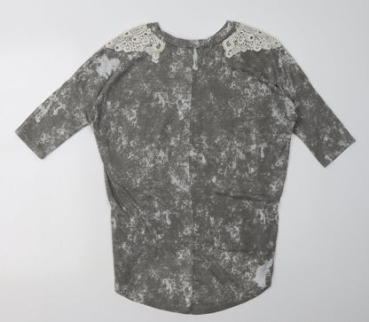 George Womens Grey Geometric Polyester Pullover Sweatshirt Size 10  Pullover