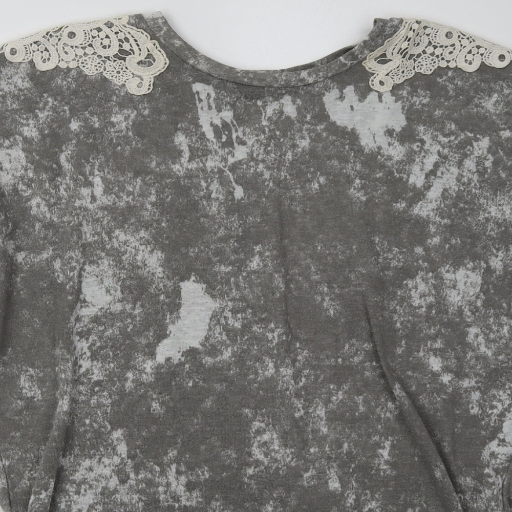 George Womens Grey Geometric Polyester Pullover Sweatshirt Size 10  Pullover