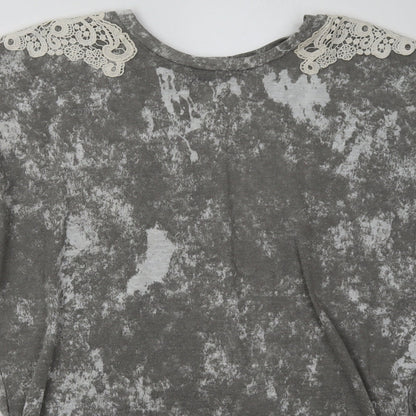 George Womens Grey Geometric Polyester Pullover Sweatshirt Size 10  Pullover