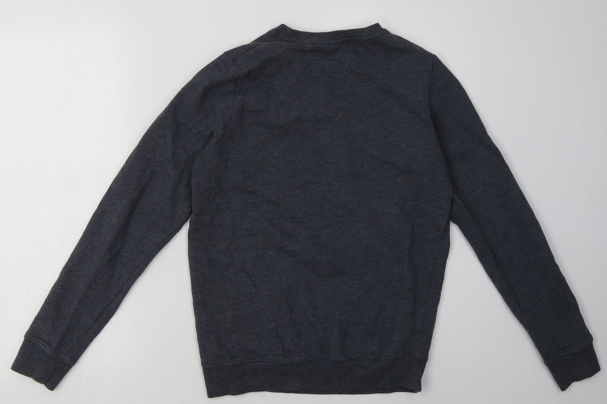 Back view of Next girls’ blue cotton pullover sweatshirt, size 13, years pullover - monkey