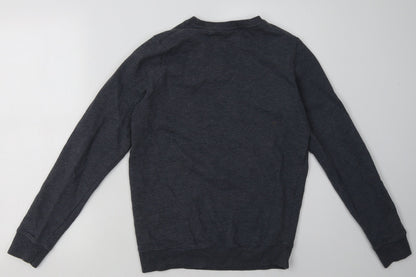 Back view of Next girls’ blue cotton pullover sweatshirt, size 13, years pullover - monkey