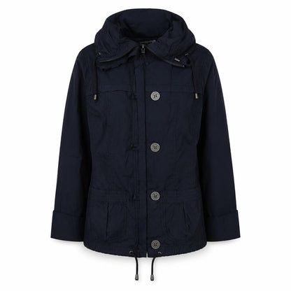 Front view of Debenhams women’s blue jacket, size UK 12, zip