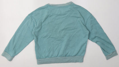 Marks and Spencer Girls Blue  Cotton Basic Casual Size 10-11 Years Crew Neck Pullover - ill do it later