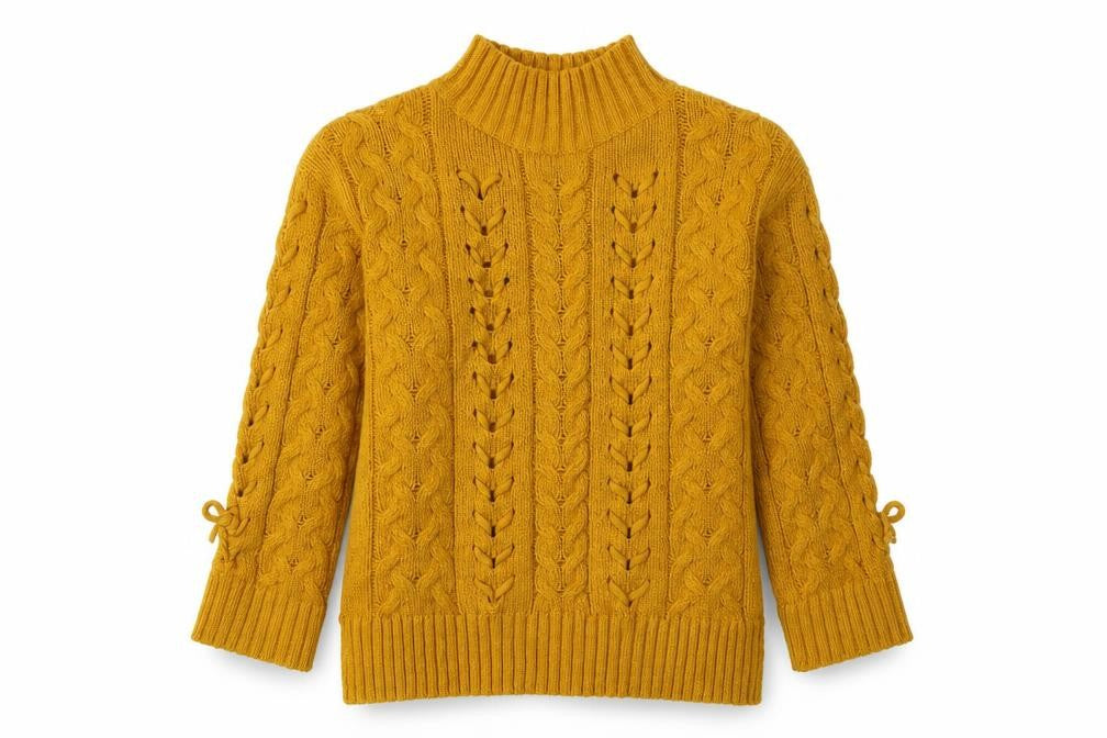 Front view of Matalan women’s yellow acrylic pullover sweatshirt, size XS, pullover