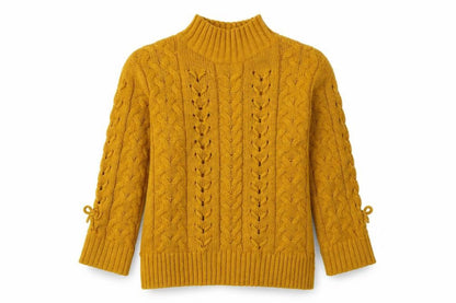 Front view of Matalan women’s yellow acrylic pullover sweatshirt, size XS, pullover