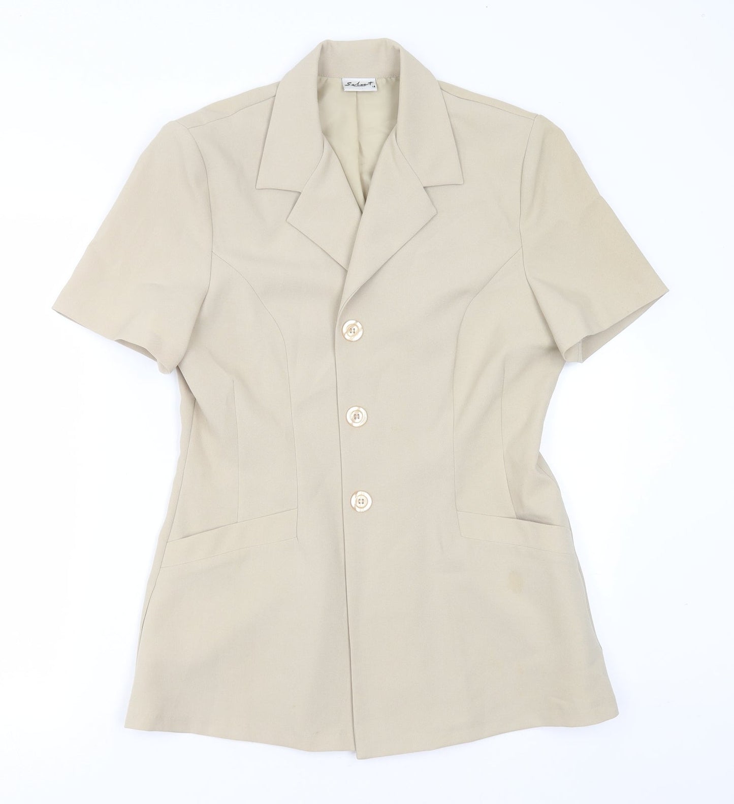 Select Womens Beige  Polyester Jacket Suit Jacket Size 14