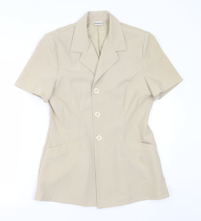 Select Womens Beige  Polyester Jacket Suit Jacket Size 14