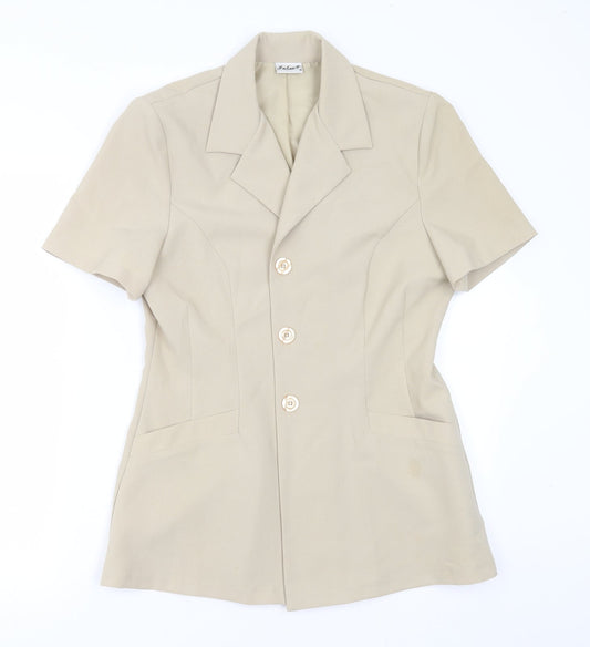 Select Womens Beige  Polyester Jacket Suit Jacket Size 14