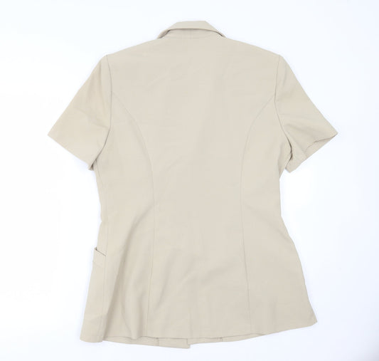 Select Womens Beige  Polyester Jacket Suit Jacket Size 14