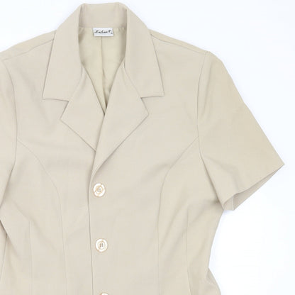 Select Womens Beige  Polyester Jacket Suit Jacket Size 14