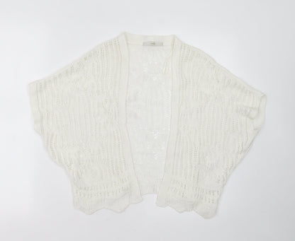 George Womens White V-Neck Geometric Acrylic Cardigan Jumper Size XS