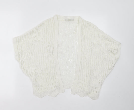 George Womens White V-Neck Geometric Acrylic Cardigan Jumper Size XS