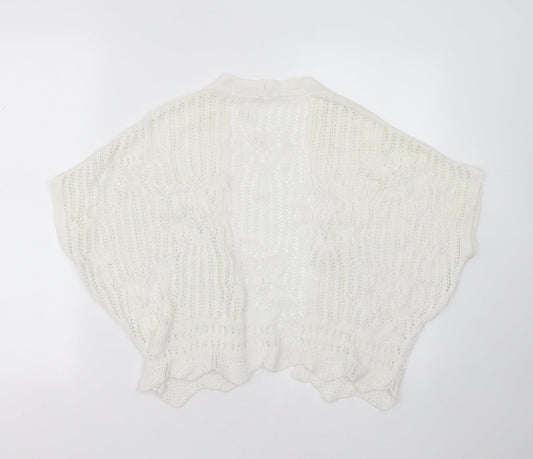 George Womens White V-Neck Geometric Acrylic Cardigan Jumper Size XS