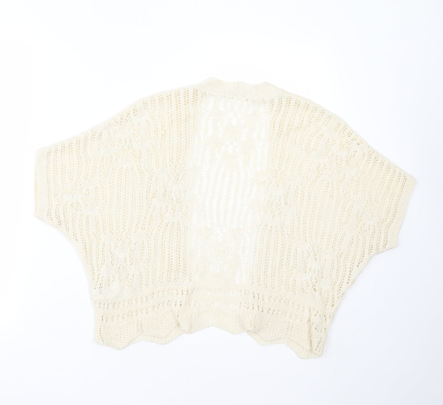 George Womens Beige V-Neck Geometric Acrylic Cardigan Jumper Size S