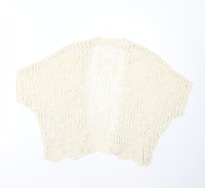 George Womens Beige V-Neck Geometric Acrylic Cardigan Jumper Size S