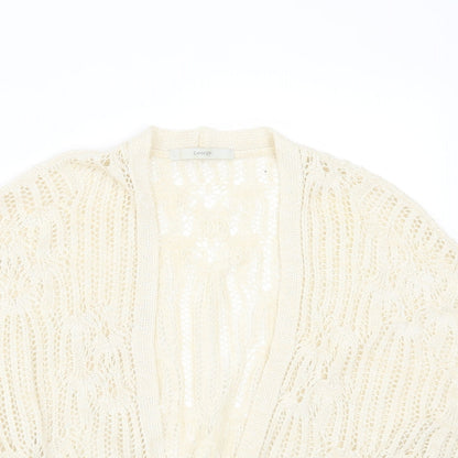 George Womens Beige V-Neck Geometric Acrylic Cardigan Jumper Size S