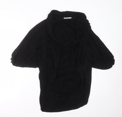 Crafted Womens Black V-Neck  Viscose Cardigan Jumper Size 14